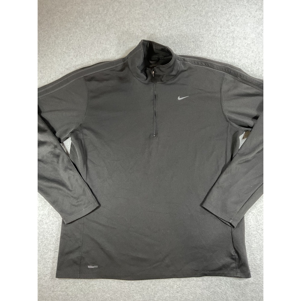 Nike Fit Mens XL Quarter Zip Pullover Black Athletic Long Sleeve Shirt 1693